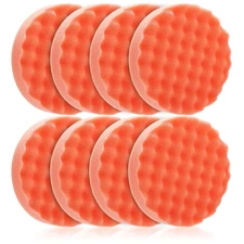 Fasmov 8 Pack 6" Buffing Polishing Pads Waffle Buffing Pads, Orange Microfiber B