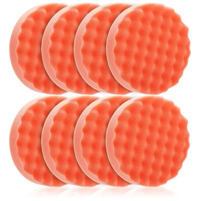 Fasmov 8 Pack 6'' Buffing Polishing Pads Waffle Buffing Pads, Orange Microfiber B