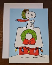 Graphique Snoopy blank Christmas card notecard with envelope, glitter accented