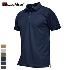 Mens Polo Shirts UPF 50 Quick Dry Performance Short Sleeve Work Golf Pique Tops
