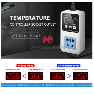 W2022 Thermostat Digital Electronic Temperature Controller Sensor Socket Timer