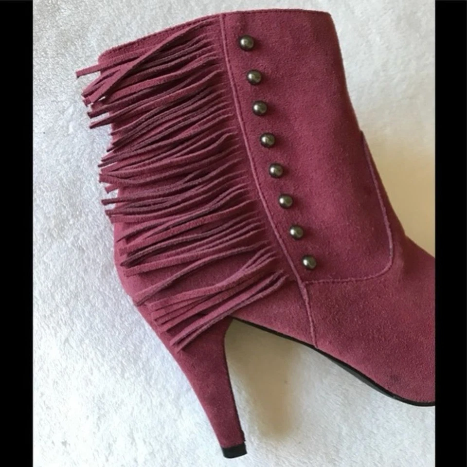 Catherine Malandrino Botas Occidentales Gamuza Flecos Tachonadas Sexy Para Mujer Talla 6.5 Foto 2 de 4