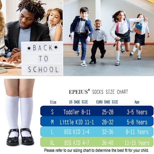Kids Knee High Socks Cotton School Uniform Socks Kids Tube Socks White Long S... - Picture 6 of 6