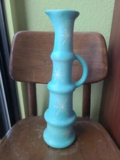 Vintage Pitcher Jaru California Pottery Vase Decanter MCM Starburst Turquoise