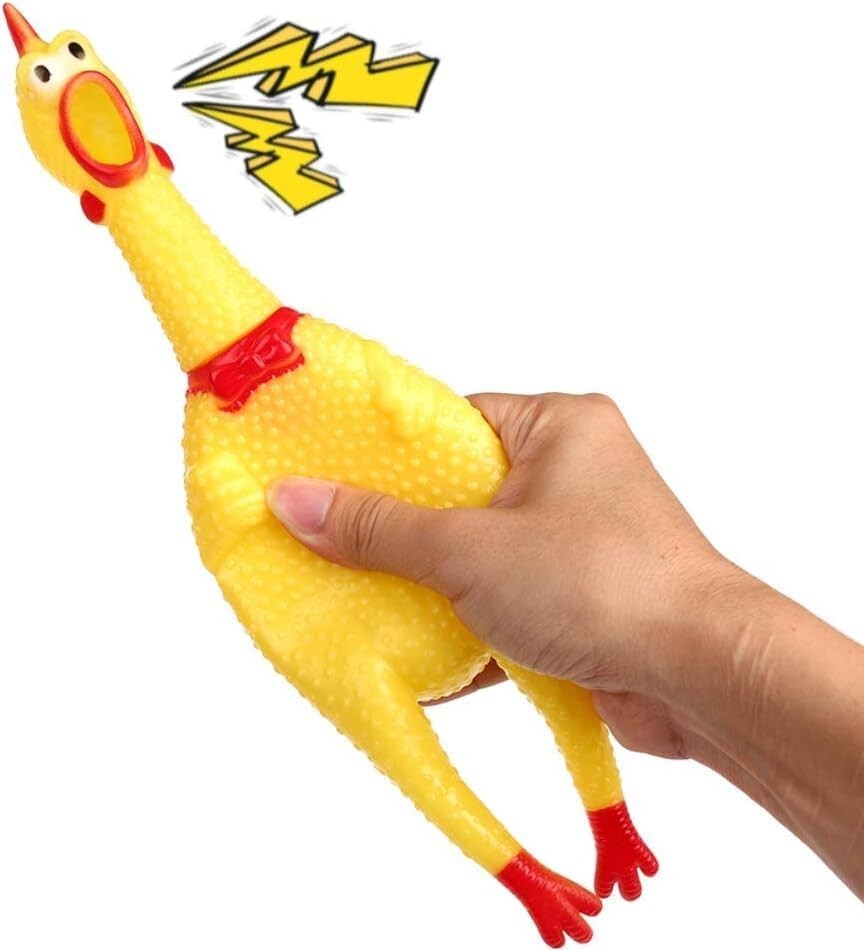 Large Fun Pet Dogs Shrilling Rubber Chicken Chew Sound Squee