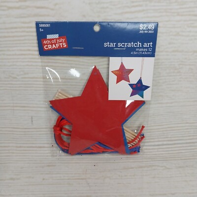 ~New! Scratch Art Stars USA Kids Summer Patriotic Craft Kits Makes 12 Fun July 4