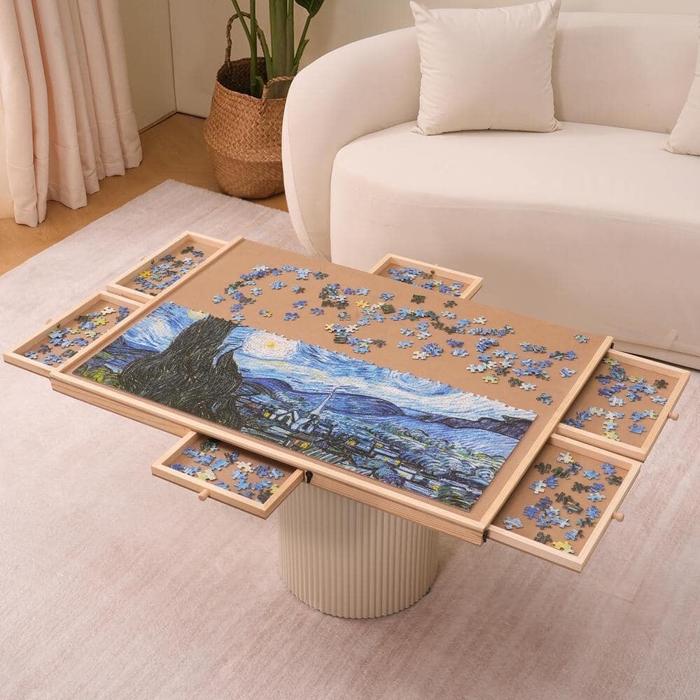 1000-Piece Rotating Puzzle Board with 6 Drawers & Cover, 29 x 21.6 in.
