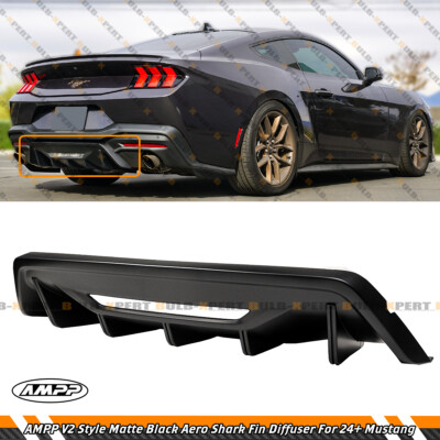For 2024-25 Ford Mustang S650 V2 AMPP Matt Black Shark Fin Rear Bumper Diffuser