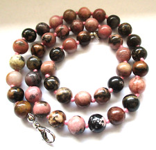 Rhodonit ~~ Edelstein ~~ Kette ~~ Heilsteinkette ~~ Kugeln