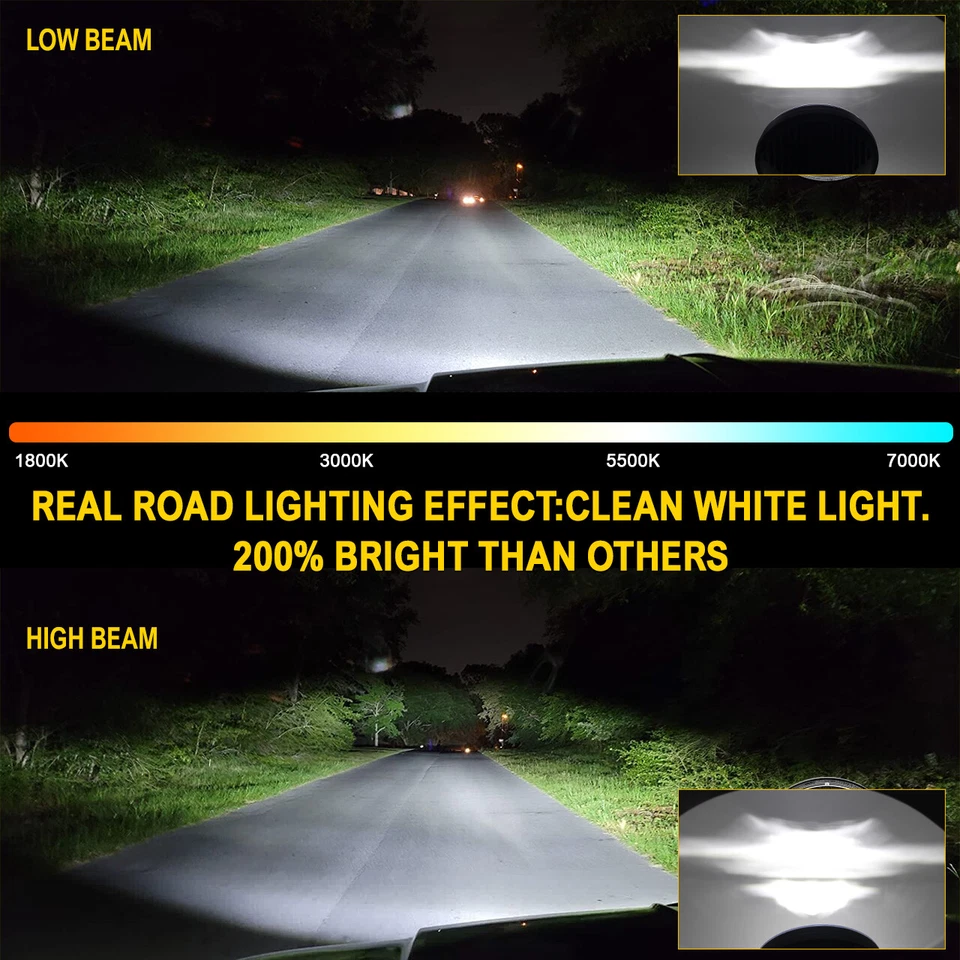 E-Geprüft Paar 7 Zoll LED Scheinwerfer E24 Für Jeep Wrangler CJ JK 2008-2017 - Bild 3 von 4