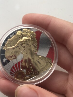 2017 - American Silver Eagle - 24K Gold Gilded FLAG LIBERTY 1 OZ