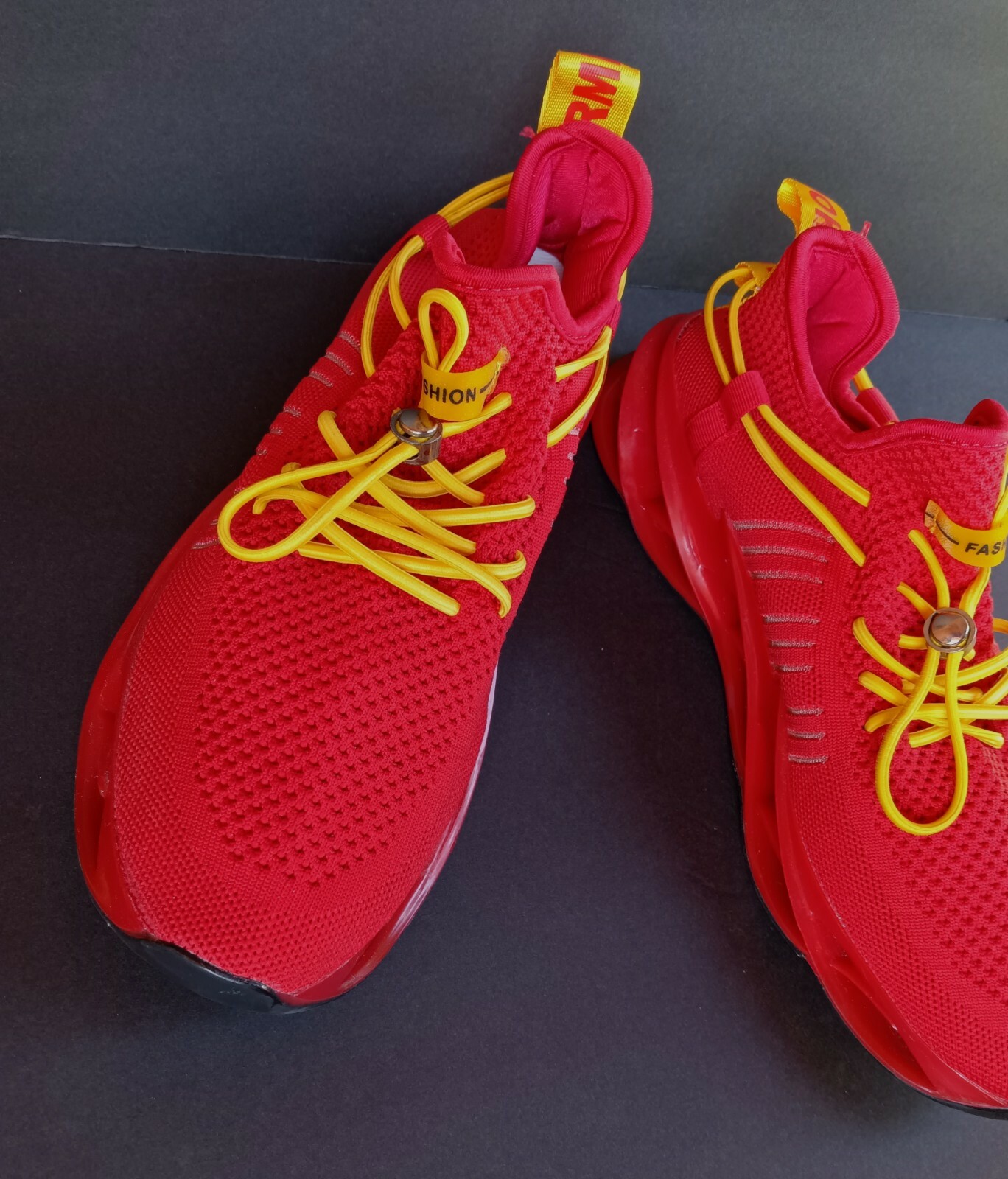 RED YELLOW ATHLETIC SHOES SNEAKERS MENS SIZE 11.5 - Gem