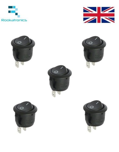 Rocker Switch 14mm Diameter 16mm Lip Small Round Black 2 Pin ON-OFF | eBay