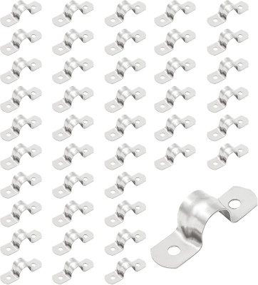 50Pcs Rigid Pipe Strap, 2-Hole M12 Stainless Steel Cable U Bracket Tube Strap Cl