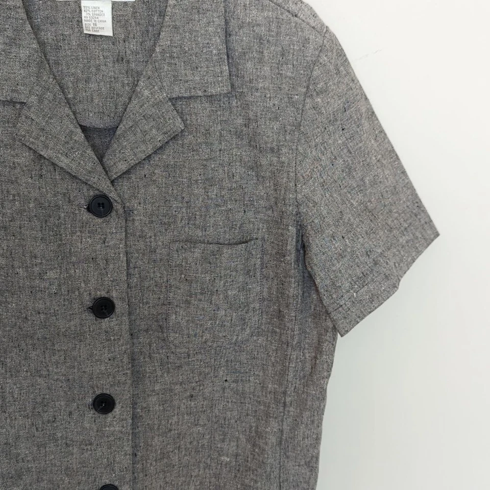 Платье сарая серый льняной смеси официальный винтажное платье костюм L - Изображение 4 из 4