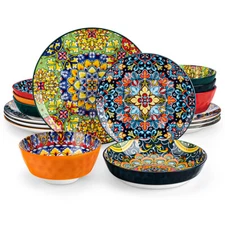 vancasso 16pc Dinner Sets for 4 People Dinnerware Dish Set Boho Plates and Bowls