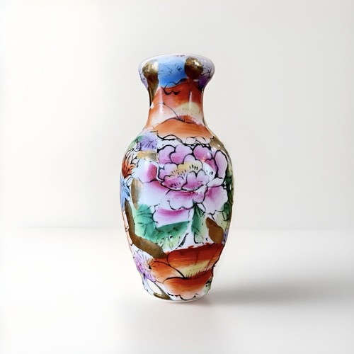 1920er chinesische Export handbemalte Mini Porzellan Vase mit gold vergoldeten Details 4" - Bild 12 von 12