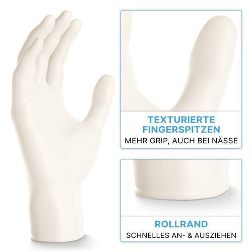 Nitril Handschuhe Weiß Einweg Handschuhe ARNOMED Einmal Handschuhe Gr. XS-XL - Bild 2 von 6