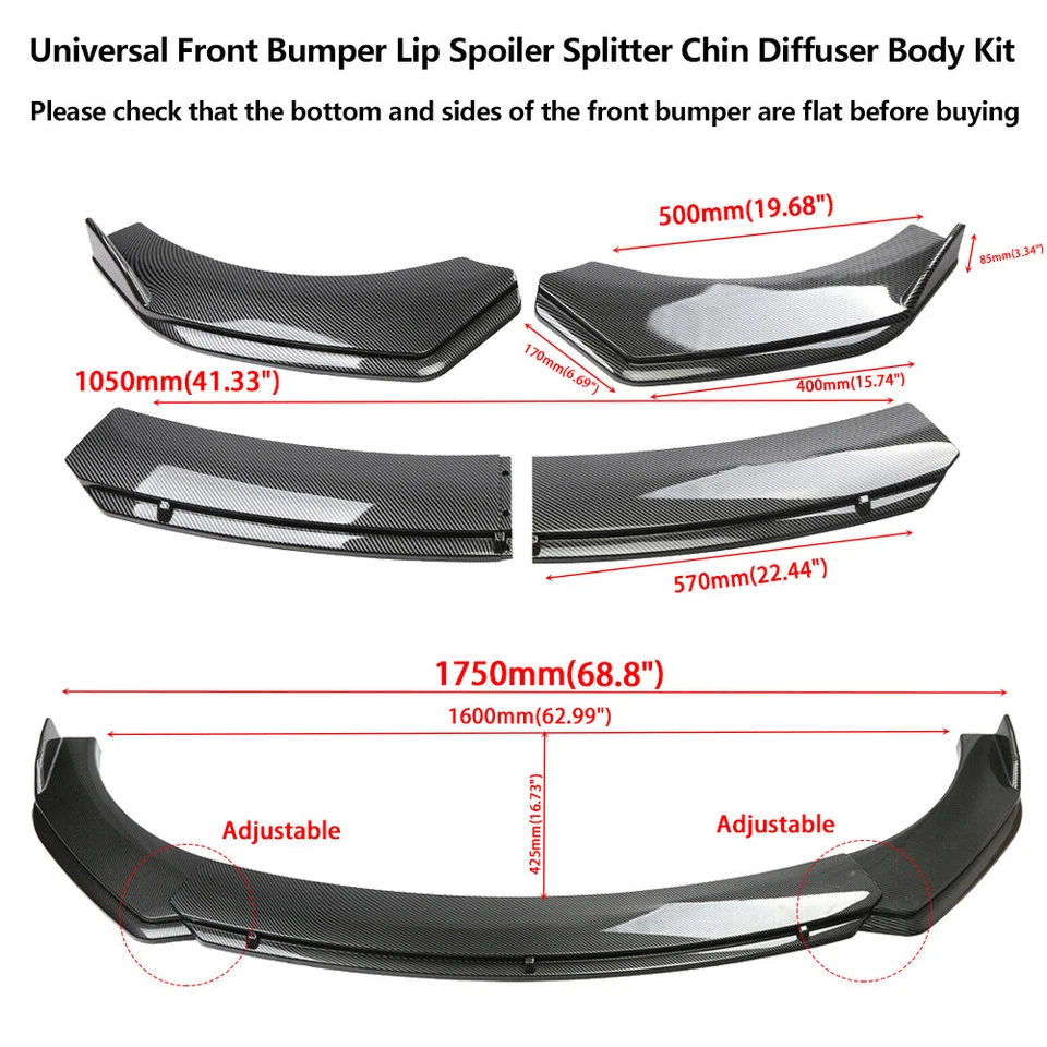 For Lexus ES250 ES300h ES350 Front Bumper Lip Spoiler Splitter Carbon Fiber - Image 2 of 4