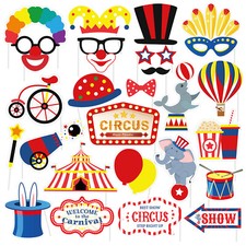 27PCS Carnival Circus Photo Booth Props Birthday Party Decorations Supplies
