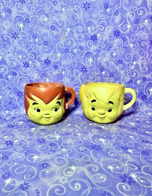Vintage Flintstones Vitamin Plastic Cups Pebbles Bam-Bam