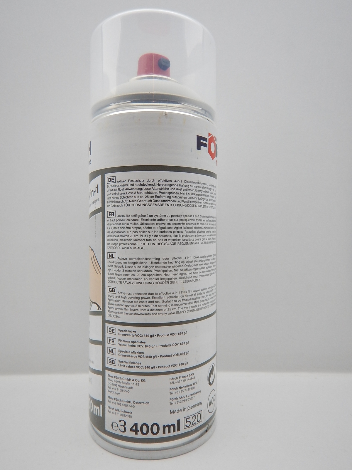 FORCH 4-in-1 Dickschichtlack Spray – Rostschutz & Versiegelung, 400 Ml, Orange