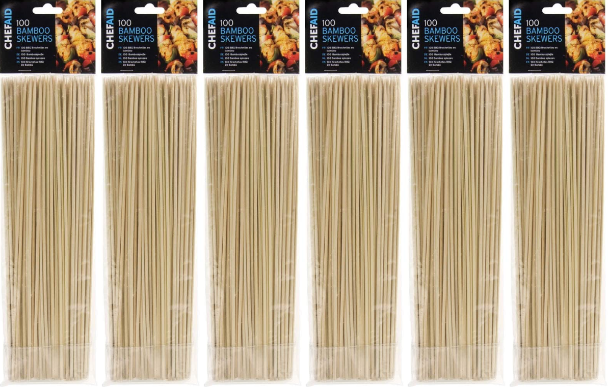 600x Chef Aid Bamboo Cooking BBQ Grill Buffets Party Skewers 25.5cm - Beige