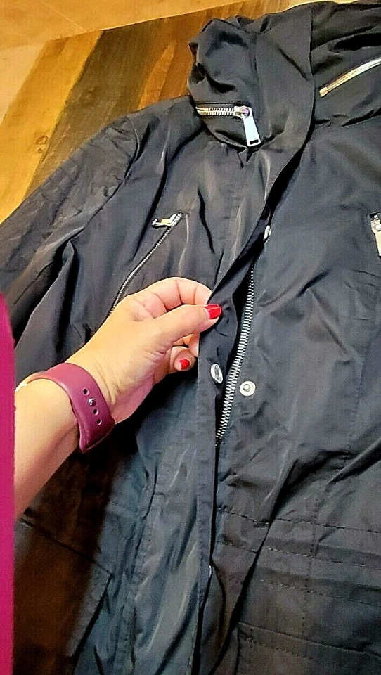 Chaqueta para mujer BCBGeneration nueva con etiquetas gabardina abrigo negro talla XS precio de venta sugerido por el fabricante 248,00 USD Foto 3 de 4