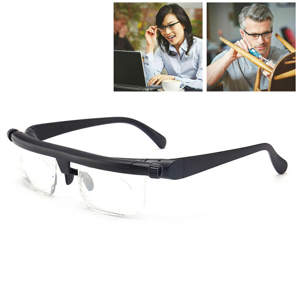 Custom Adjustable Glasses 6D +3D Diopter Reading Glasses Ad Lens