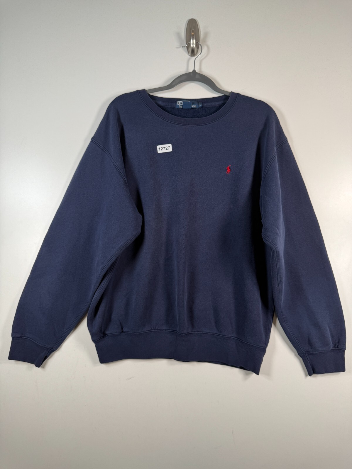 Felpa vintage Polo Ralph Lauren uomo girocollo pony pile blu taglia L 25 5x27 5