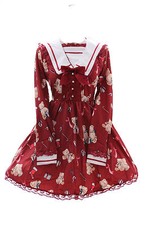 JSK-11 rot Teddy Ballon Pastel Gothic Lolita Langarm Kleid dress Cosplay Kostüm