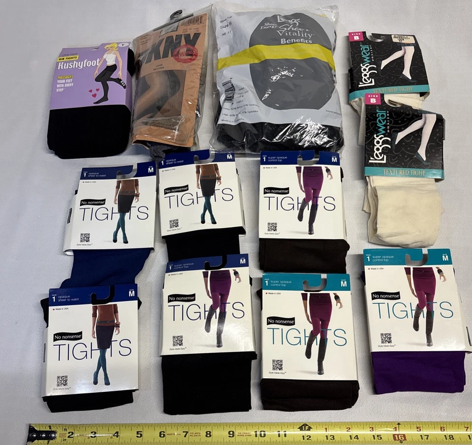 VTG LOT 15 No Nonsense Tights Women’s Hosiery Medium Multi Colored Multi Brands - Image 3 of 4
