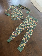 Little Sleepies Taco Time Bamboo Pajamas 9/10 Long Sleeve 2 Piece PJs Green READ