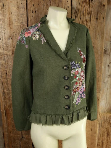 Sundance Tonala Floral Linen Blazer Green Size XS NwT