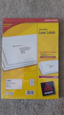 AVERY LASER 21 PRO SEITE 40 BLATT 840 ETIKETTEN L7160 VERSIEGELT