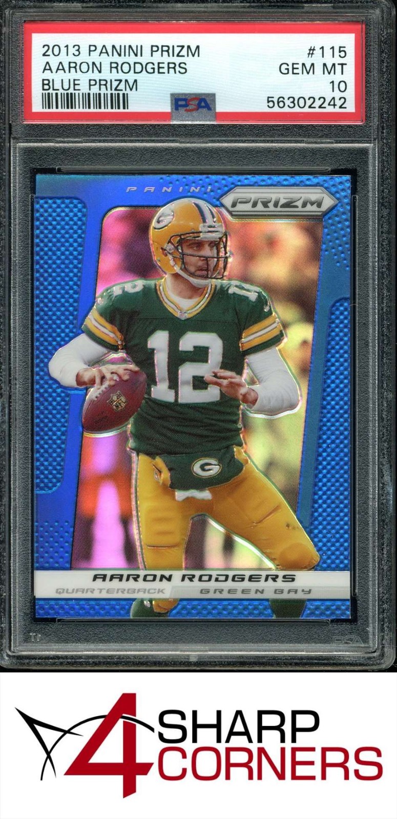 2013 PANINI PRIZM BLUE #115 AARON RODGERS PACKERS PSA 10