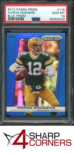 2013 PANINI PRIZM BLUE #115 AARON RODGERS PACKERS PSA 10