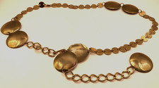 Vintage Boho Style Gold-Tone Link Chain Belt with Large Circular Medallions 32  