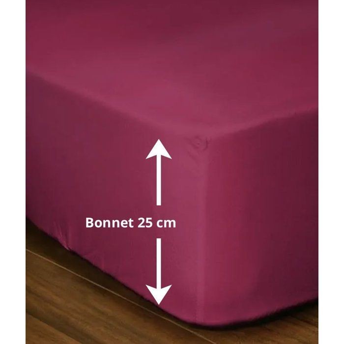 Drap-housse 160x200 fuchsia LOVELY HOME, tissage haut de gamme LH71615