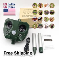 Solar Ultrasonic Power Pest Animal Repeller Outdoor Repellent Garden Cat Dog Fox