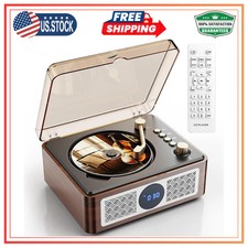 Portable Bluetooth CD Player with Stereo Speakers FM Radio Remote USB AUX Brown