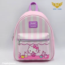 Loungefly Hello Kitty Sweets Pink Stripe Mini Backpack New
