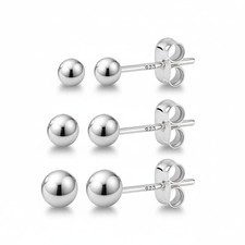 KEZEF 3 Pair Set Earrings for Women | Sterling Silver Ball sterling-silver