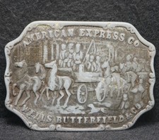 XC29127 VINTAGE 1970s AMERICAN EXPRESS WELLS, BUTTERFIELD MENS BELT BUCKLE