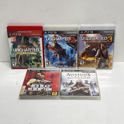 Uncharted 1 2 3 Red Dead Redemption Assassin's Creed Brotherhood PS3 Lot