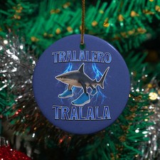 Tralalero Tralala Ceramic Christmas Ornament - Brainrot Keepsake Xmas Gift