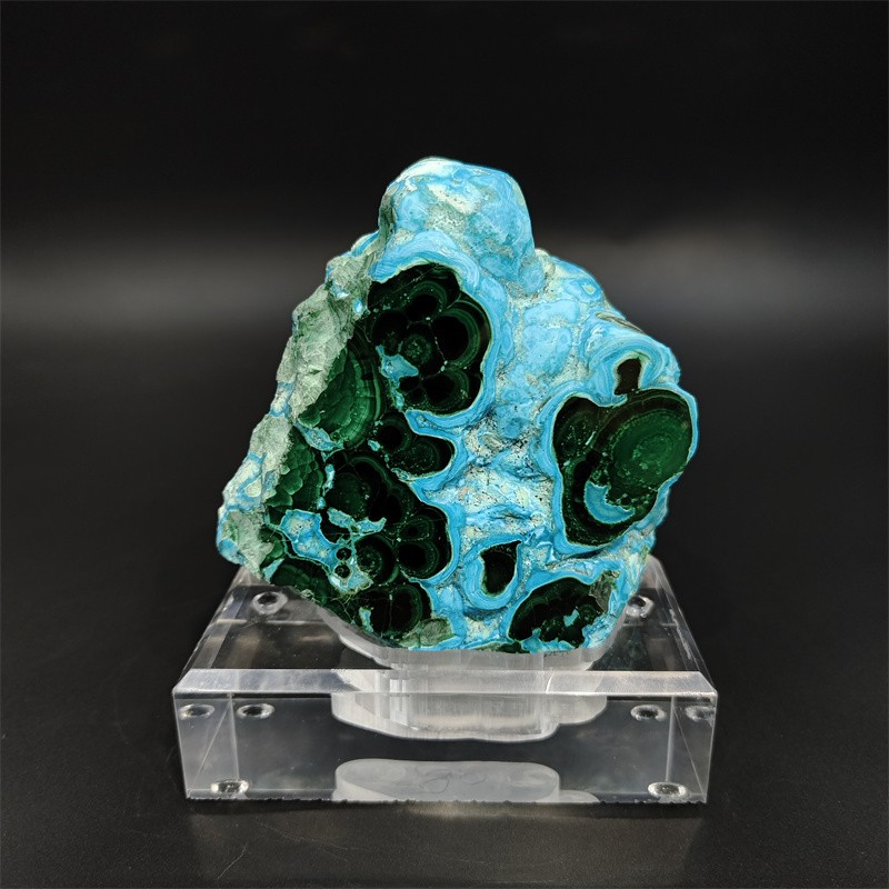 1.76LB Natural Malachite Quartz Mineral Specimen Crystal Reiki Home Decor +stand
