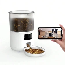Automatic Cat Feeder 4L WiFi Pet Feeder w/1080P Camera Night Vision 2-Way Audio