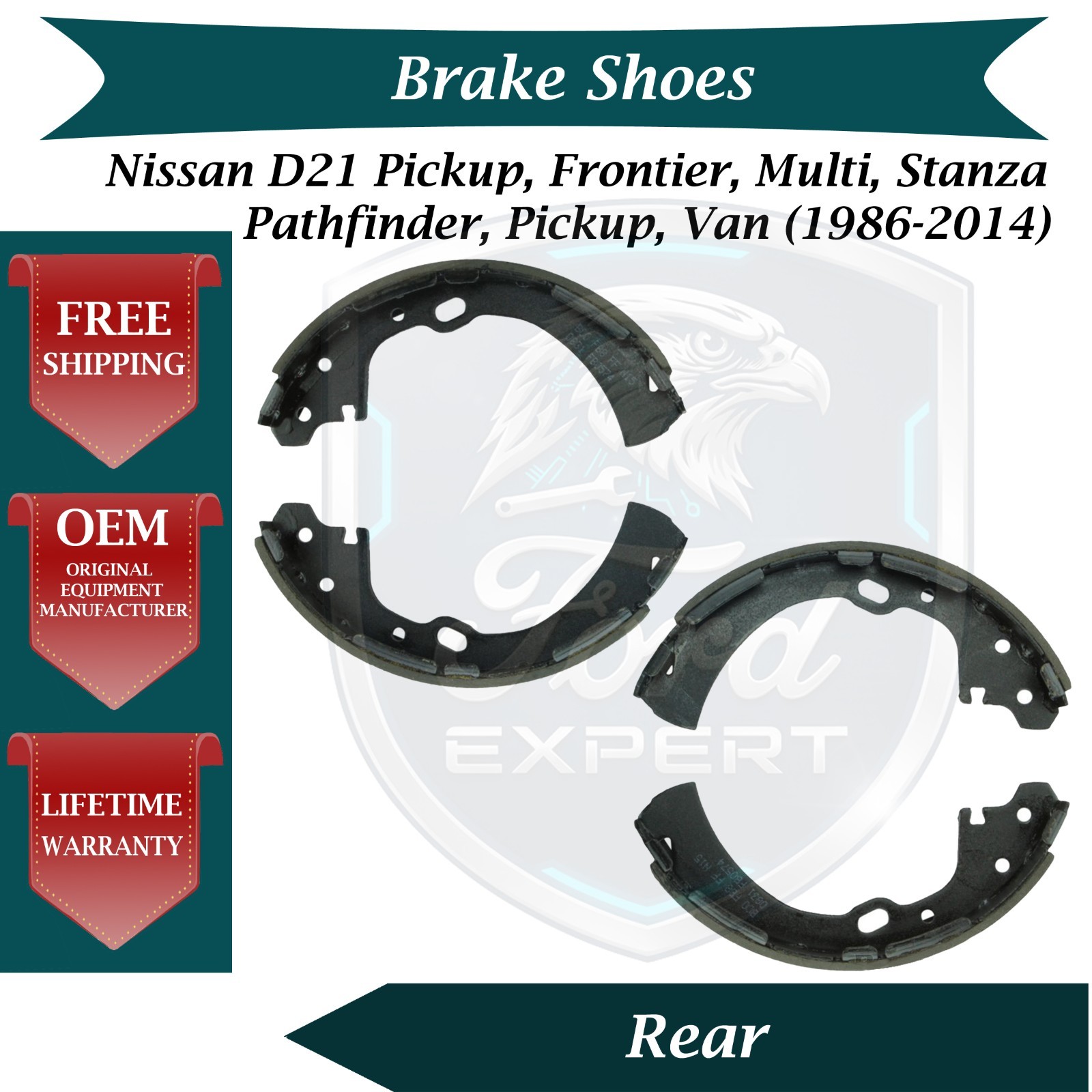 Bosch OEM Rear Brake Shoes For 1986-2014 Nissan Lifetime Warranty