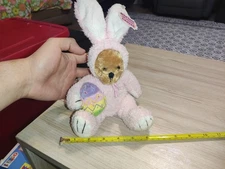 Plushland EASTER BEAR BEANIE in Bunny Outfit with Egg 8" Plush Stuffed Animal